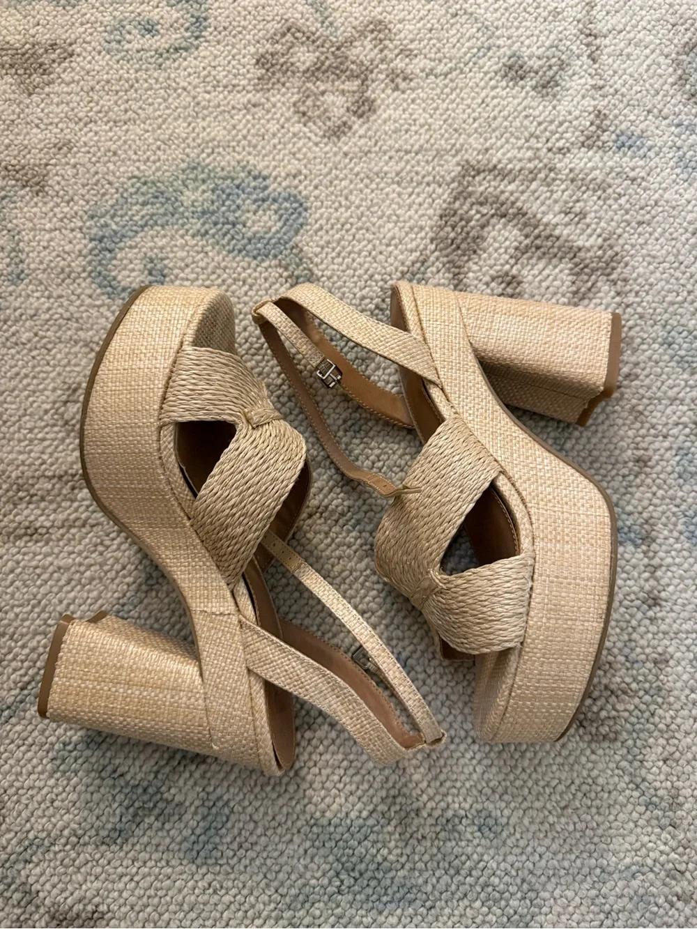 Dolce Vita Natural Woven Platform Sandals in Beige